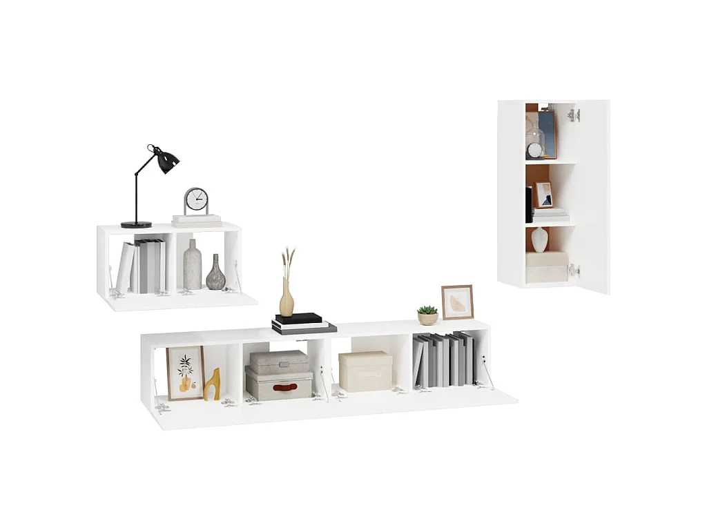 Ensemble de meubles TV 4 pcs Blanc Bois d'ingénierie