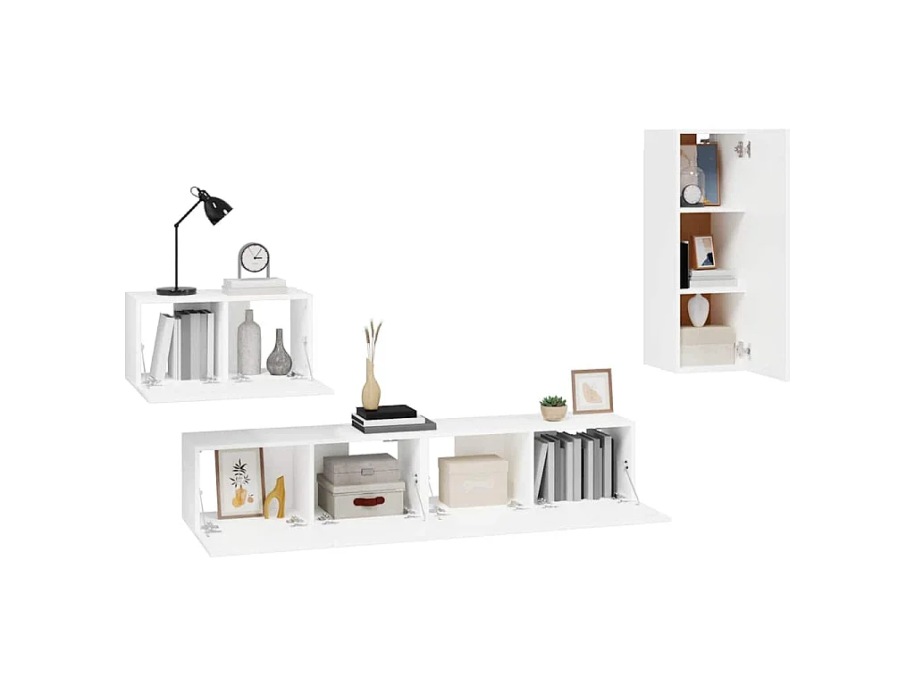 4-tlg. TV-Schrank-Set Weiß Holzwerkstoff