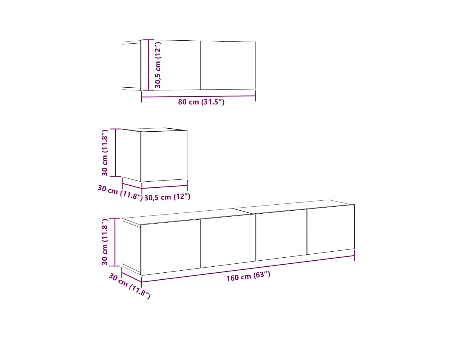 Ensemble de meubles TV 4 pcs Chêne sonoma Bois d'ingénierie
