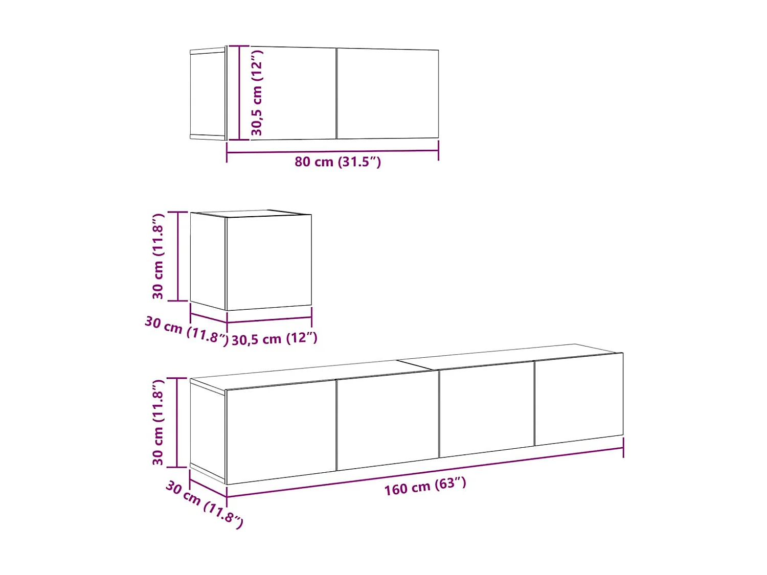 Ensemble de meubles TV 4 pcs Chêne sonoma Bois d'ingénierie