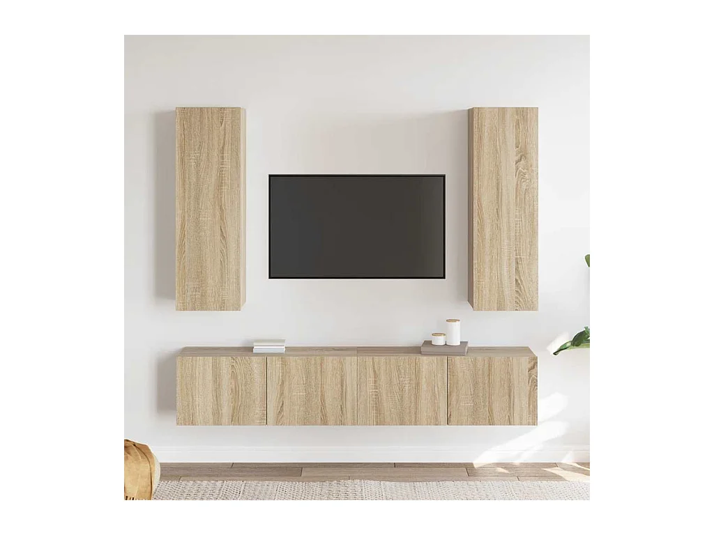 Ensemble de meubles TV 4 pcs Chêne sonoma Bois d'ingénierie
