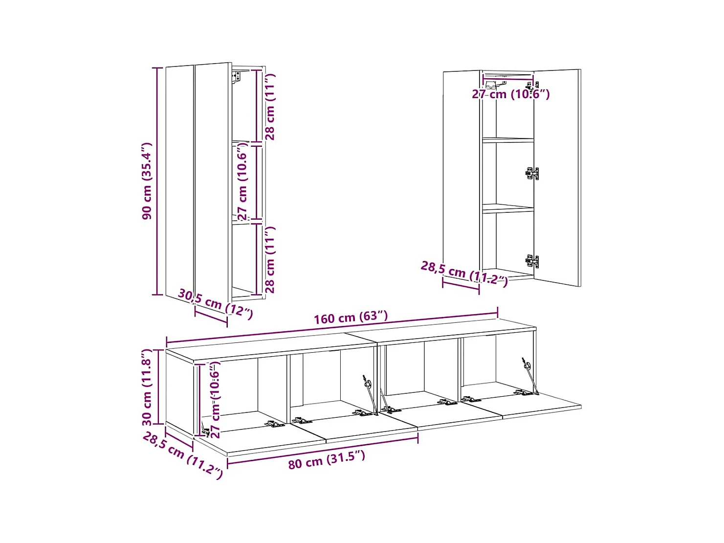 Ensemble de meubles TV 4 pcs Chêne sonoma Bois d'ingénierie