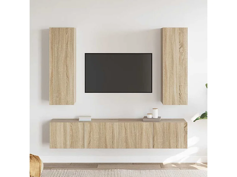 Set di Mobili TV 4 pz Rovere Sonoma in Legno Multistrato