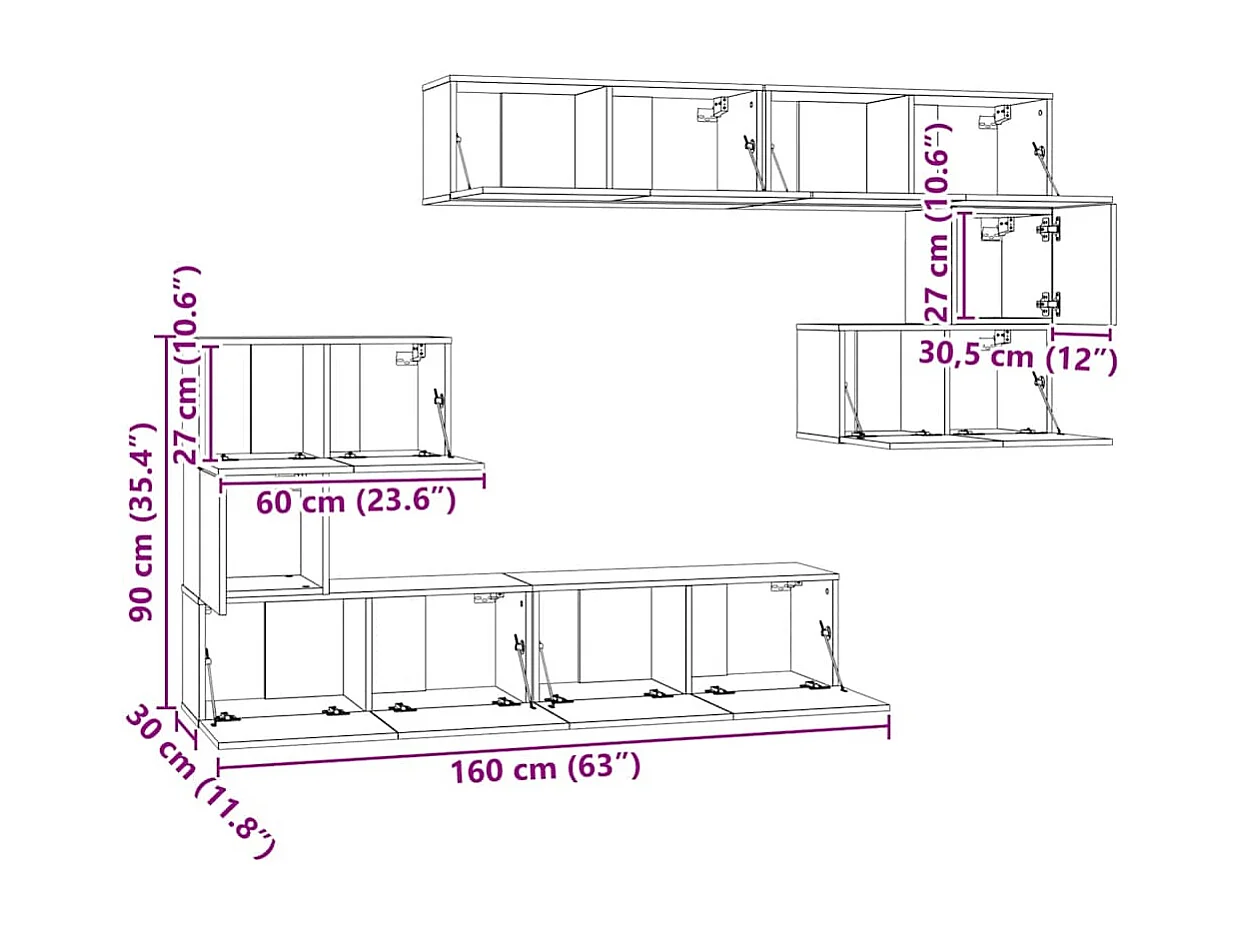 Ensemble de meubles TV 8 pcs Chêne sonoma Bois d'ingénierie