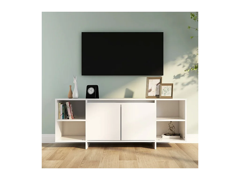 Meuble TV blanc 130x35x50 cm bois d'ingénierie