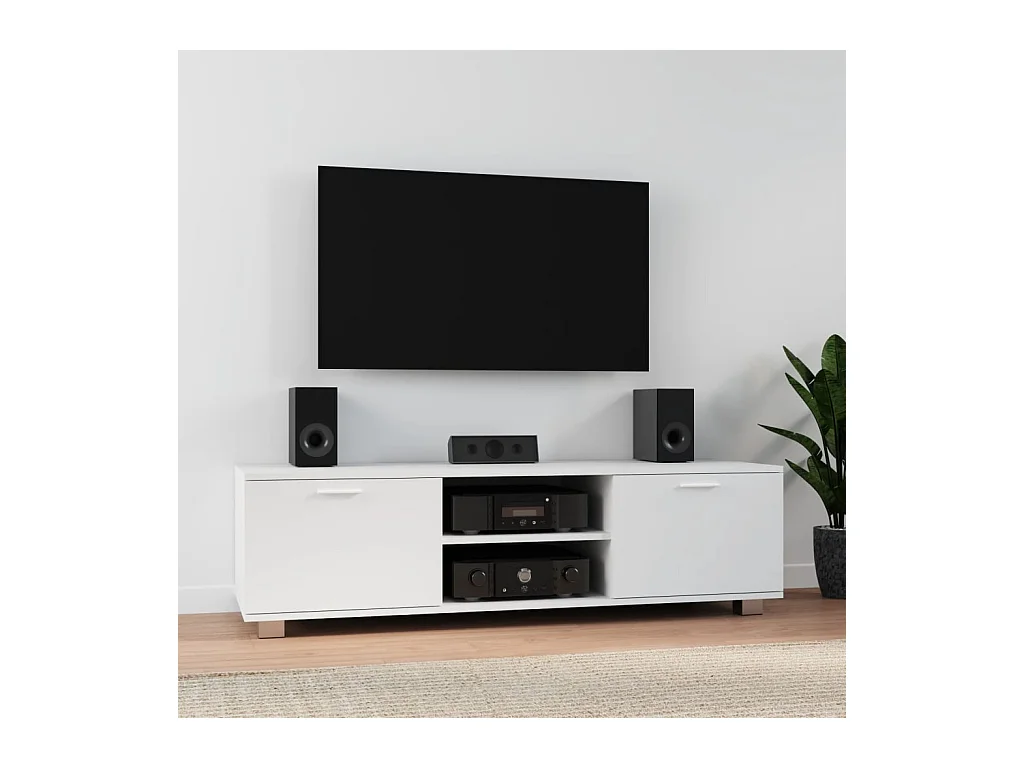 Meuble TV Blanc 140x40,5x35 cm Bois d'ingénierie