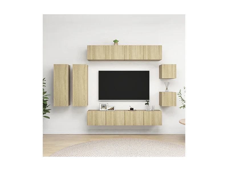 Ensemble de meuble TV 8 pcs Chêne sonoma Bois d'ingénierie