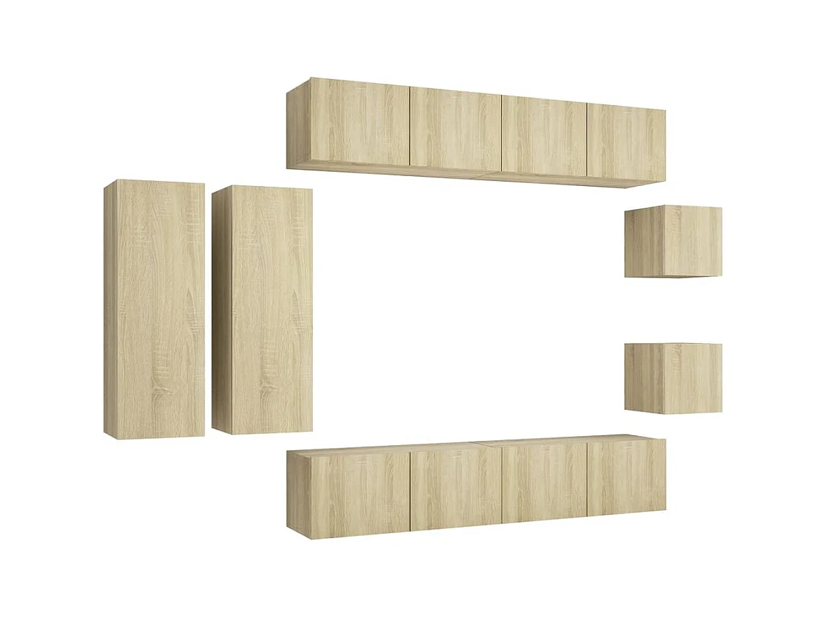 Ensemble de meuble TV 8 pcs Chêne sonoma Bois d'ingénierie