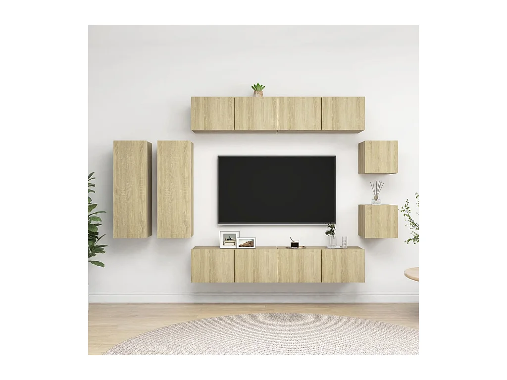 Ensemble de meuble TV 8 pcs Chêne sonoma Bois d'ingénierie