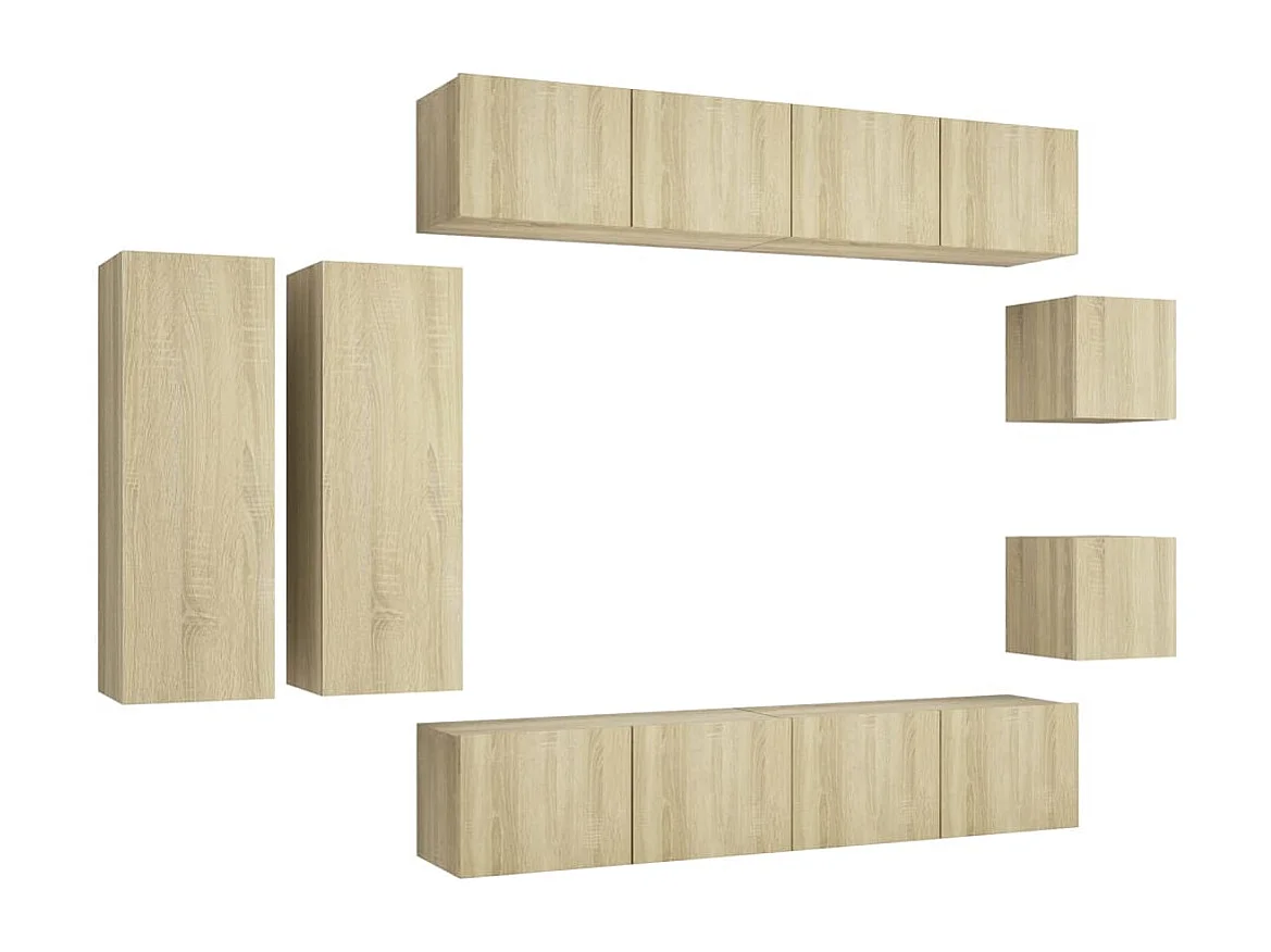 Ensemble de meuble TV 8 pcs Chêne sonoma Bois d'ingénierie