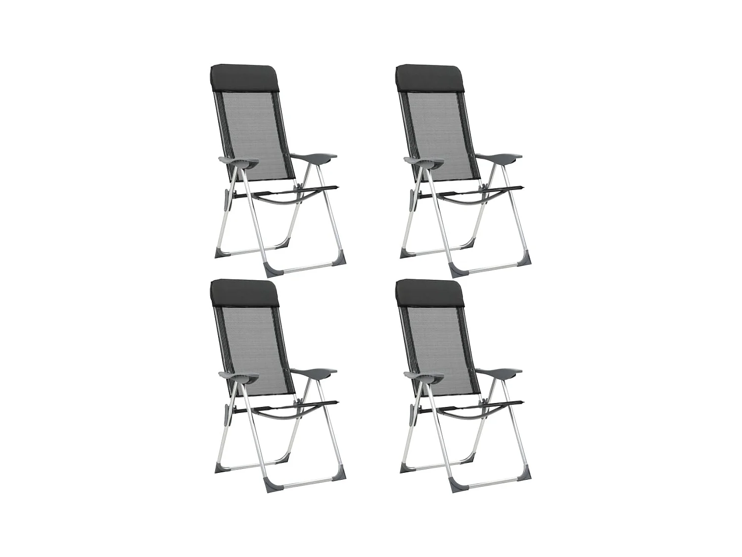 Klappbare Campingstühle 4 Stk. Aluminium Schwarz