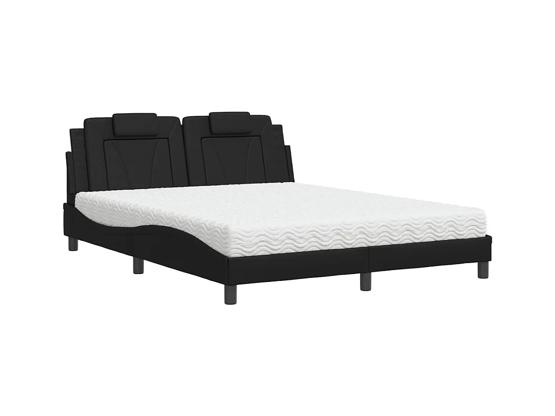 Bed "Viana" met matras kunstleer zwart 160x200 cm