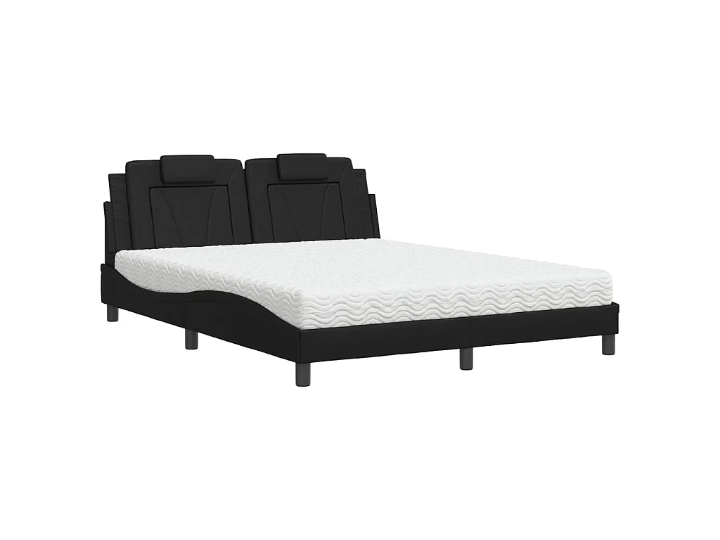 Bed "Viana" met matras kunstleer zwart 160x200 cm