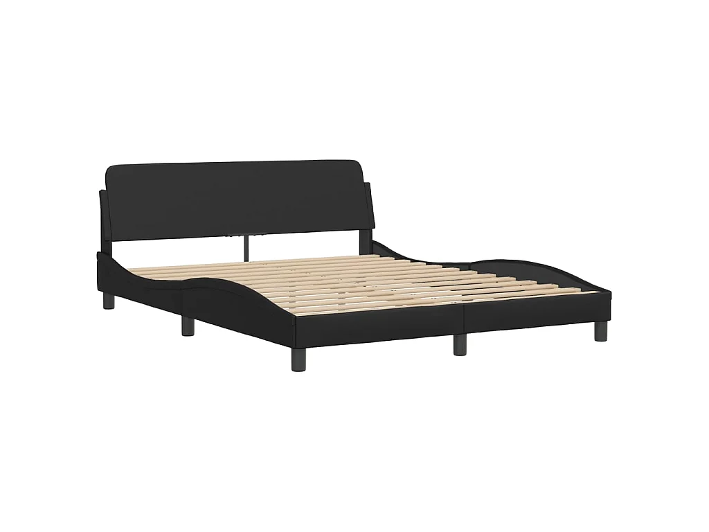 Bed "Viana" met matras kunstleer zwart 160x200 cm