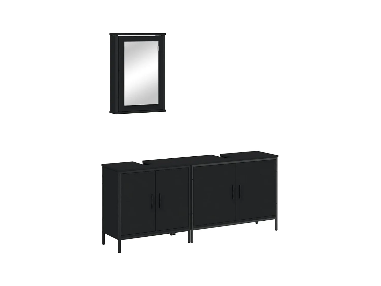 Ensemble de meubles salle de bain 3 pcs noir bois d'ingénierie