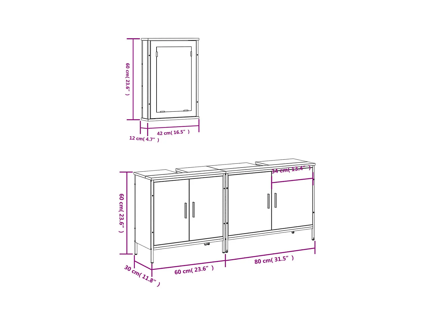 Ensemble de meubles salle de bain 3 pcs noir bois d'ingénierie