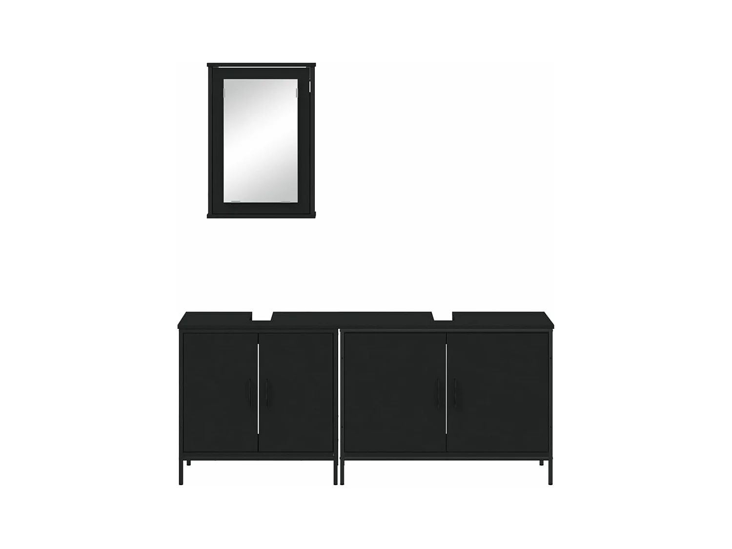 Ensemble de meubles salle de bain 3 pcs noir bois d'ingénierie