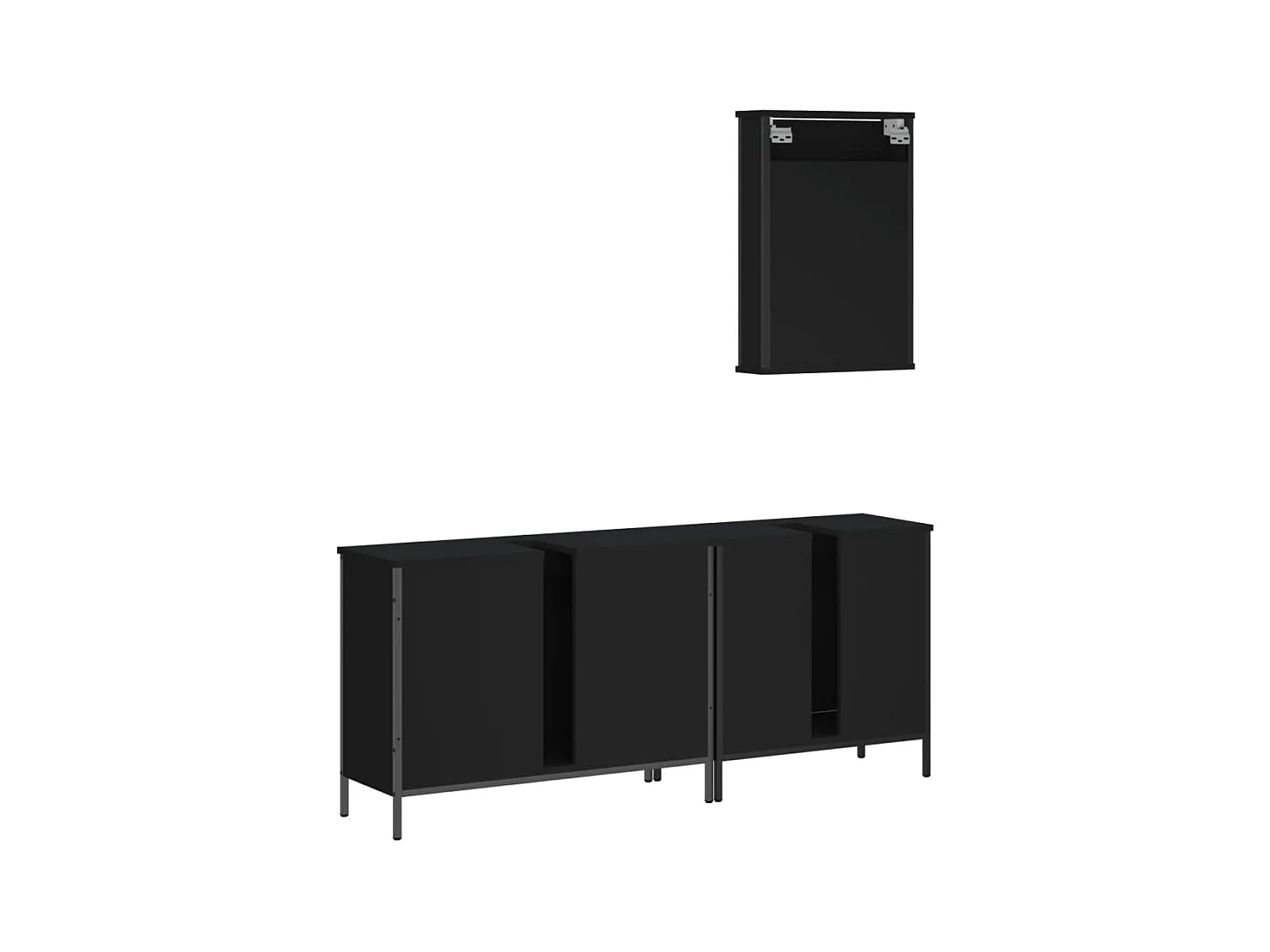 Ensemble de meubles salle de bain 3 pcs noir bois d'ingénierie
