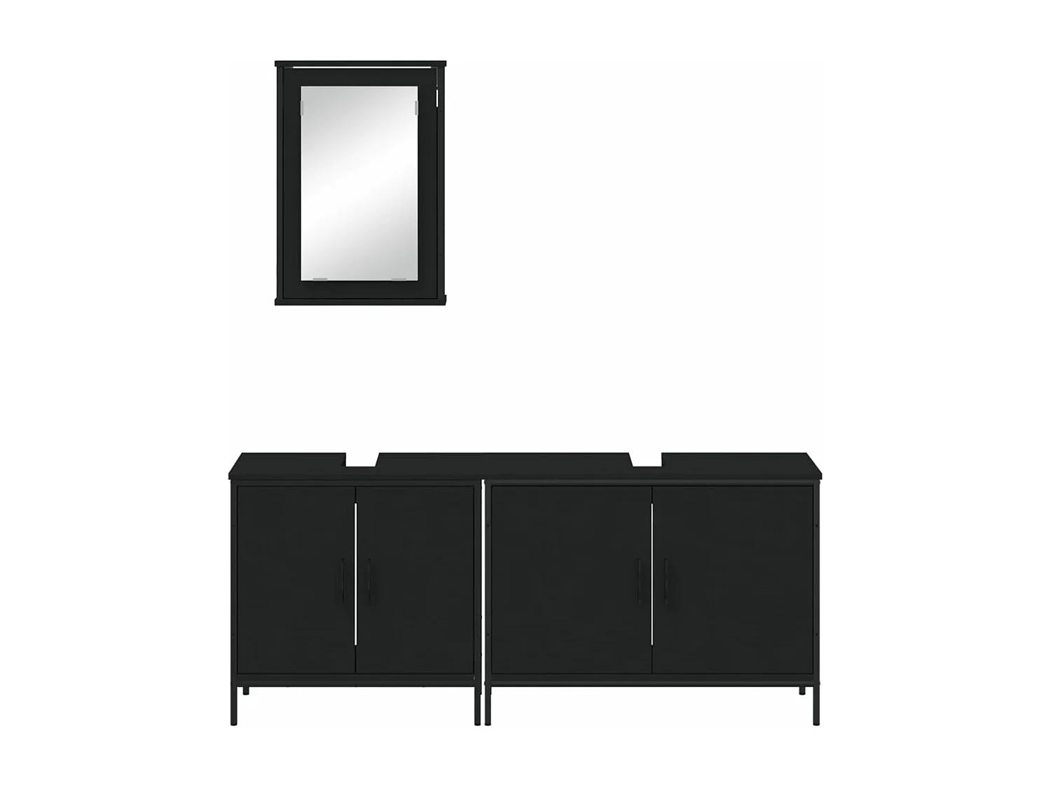 3 pcs conjunto móveis casa de banho derivados de madeira preto