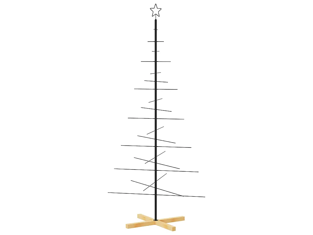 Albero di Natale in Metallo con Base in Legno Nero 180 cm