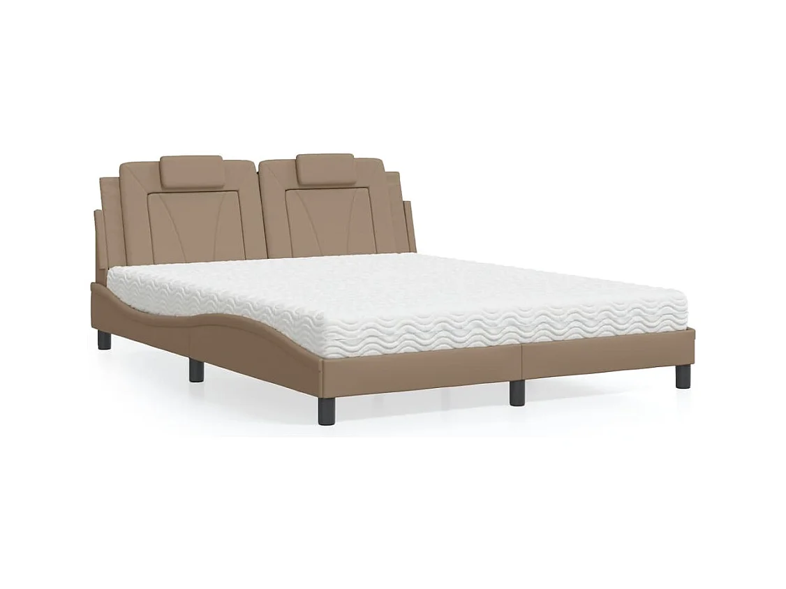Lit Viana avec matelas cappuccino 160x200 cm similicuir