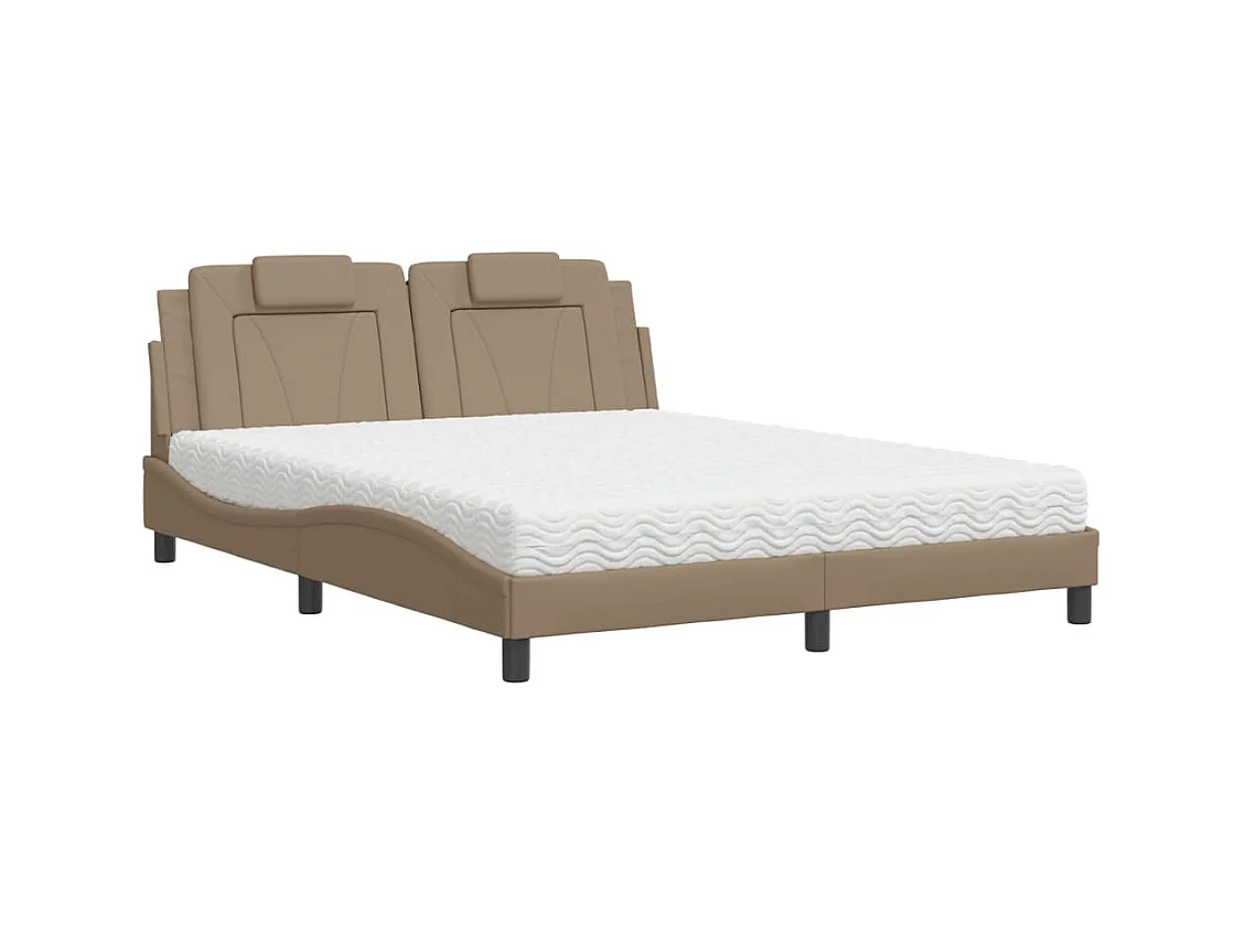 Lit Viana avec matelas cappuccino 160x200 cm similicuir