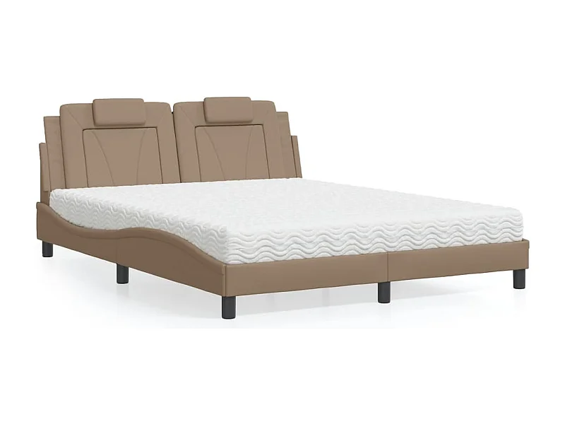 Letto Viana con Materasso Cappuccino 160x200cm Similpelle