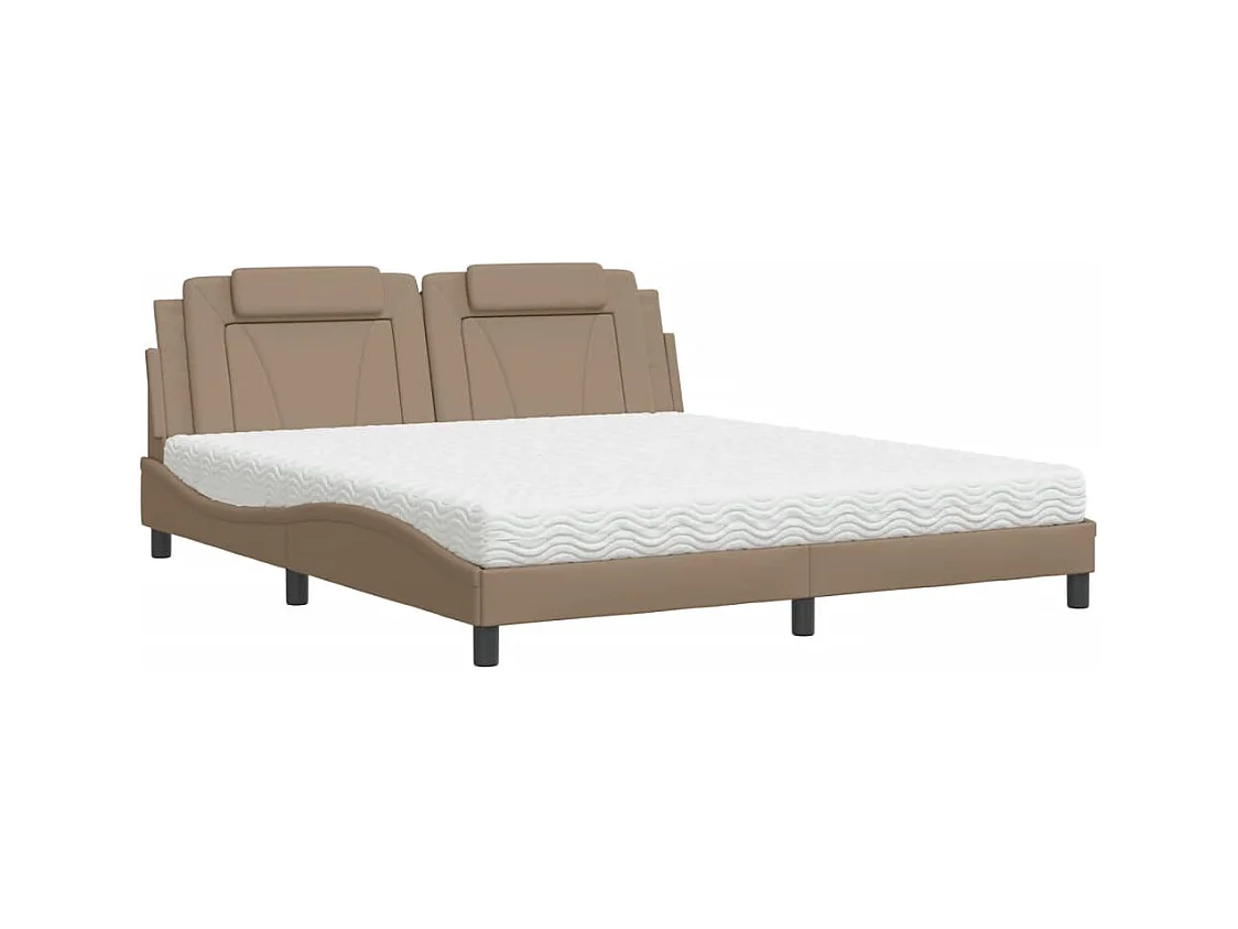 Bed "Viana" met matras kunstleer cappuccinokleurig 180x200 cm