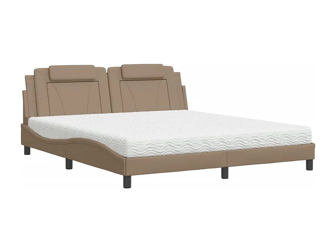Cama Viana com colchão 180x200 cm couro artificial cappuccino