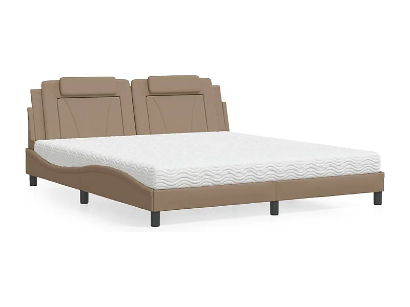 Bed "Viana" met matras kunstleer cappuccinokleurig 180x200 cm
