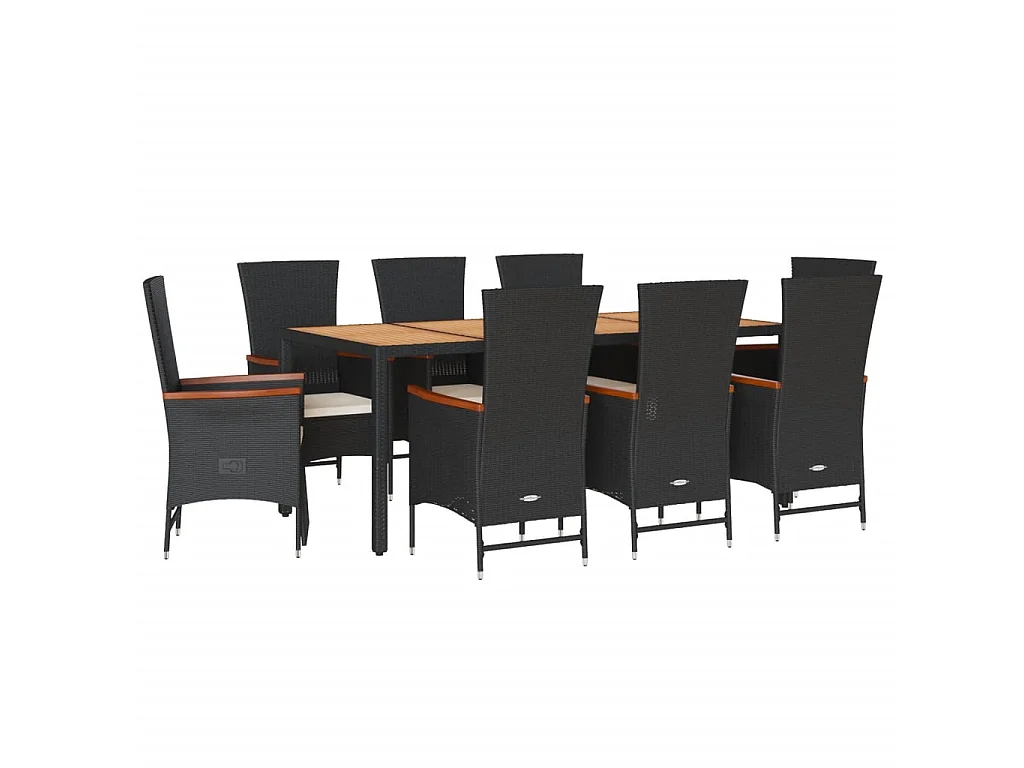 9-delige Tuinset poly rattan zwart