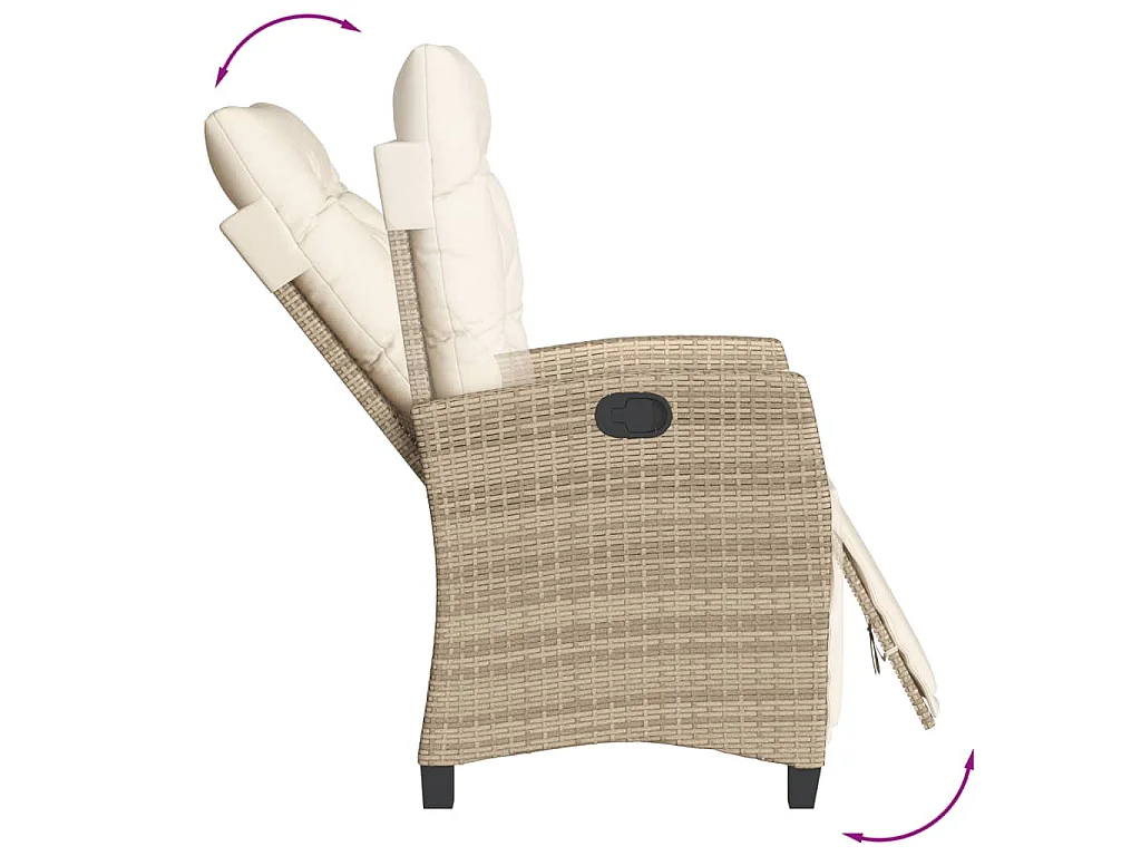 3-delige Tuinset met kussens poly rattan beige