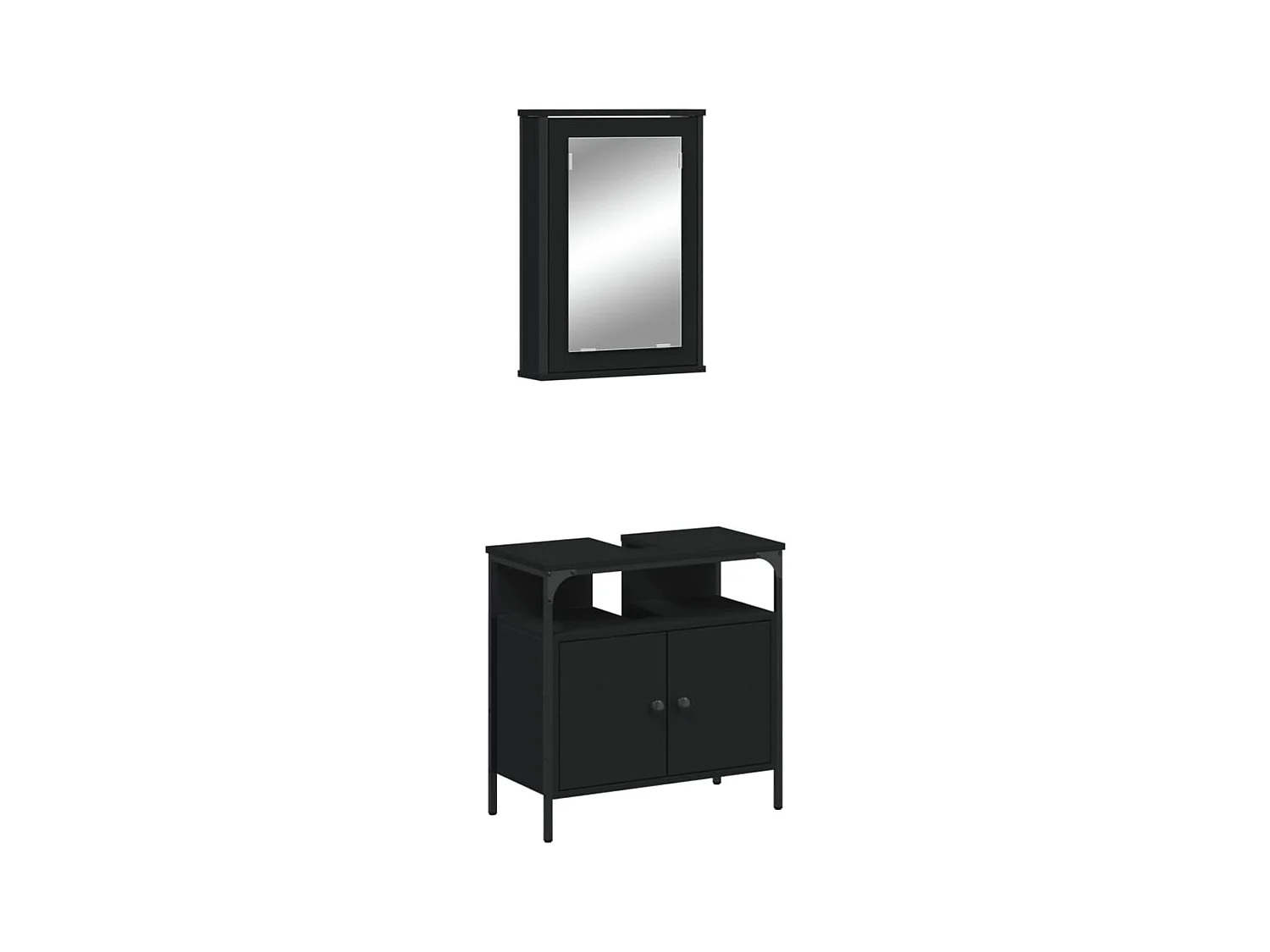 Ensemble de meubles salle de bain 2 pcs noir bois d'ingénierie