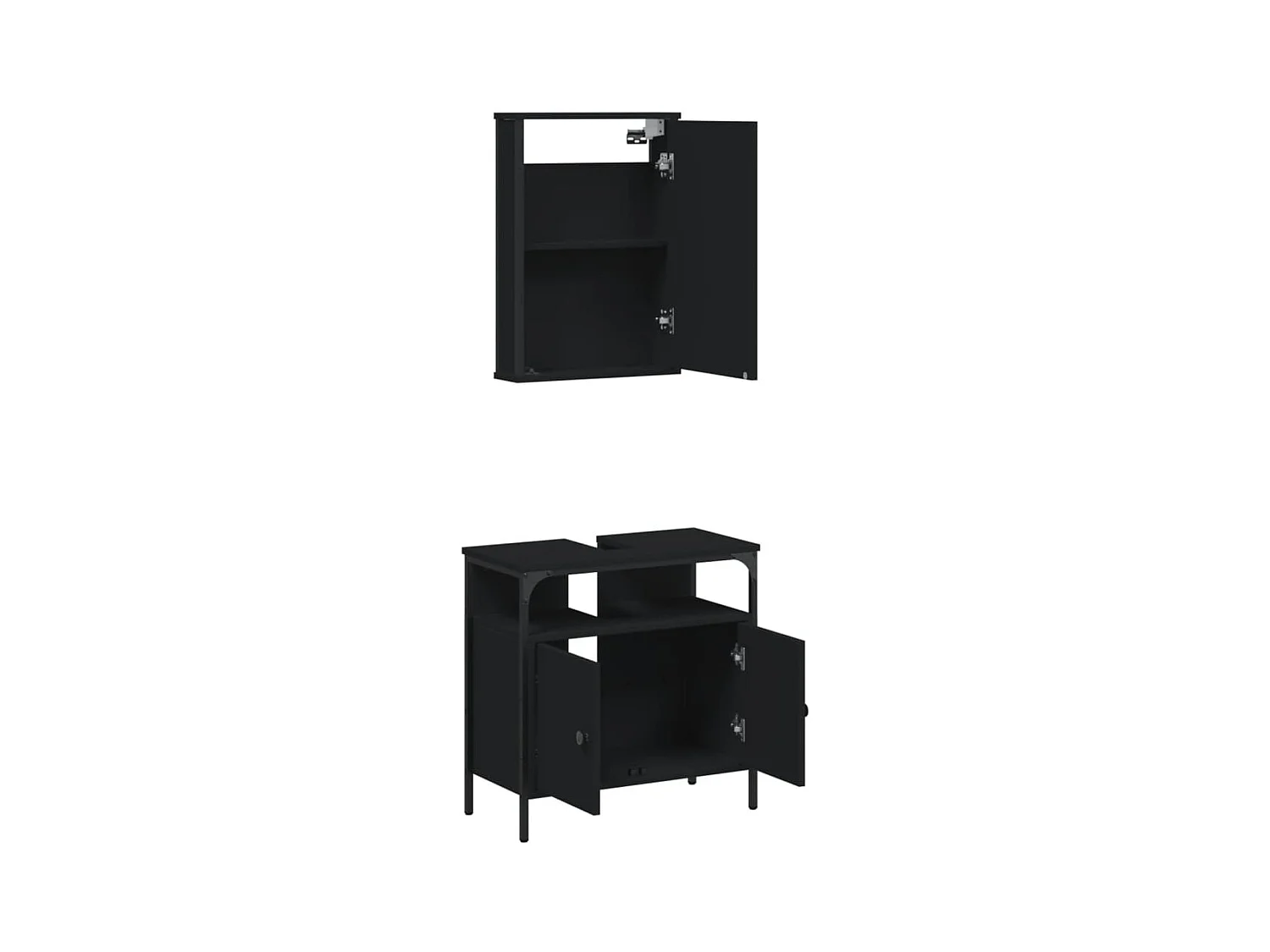 Ensemble de meubles salle de bain 2 pcs noir bois d'ingénierie