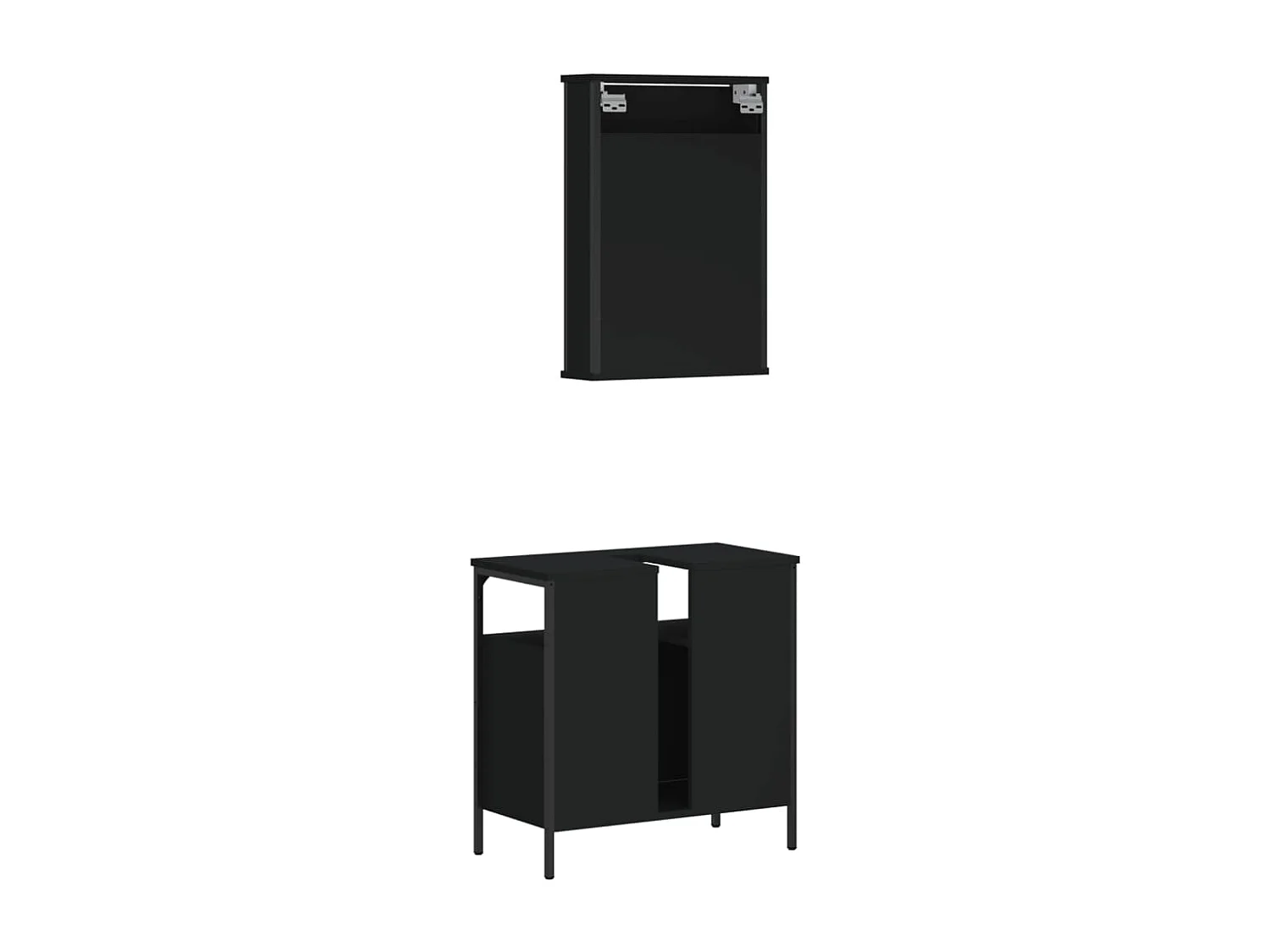 Ensemble de meubles salle de bain 2 pcs noir bois d'ingénierie