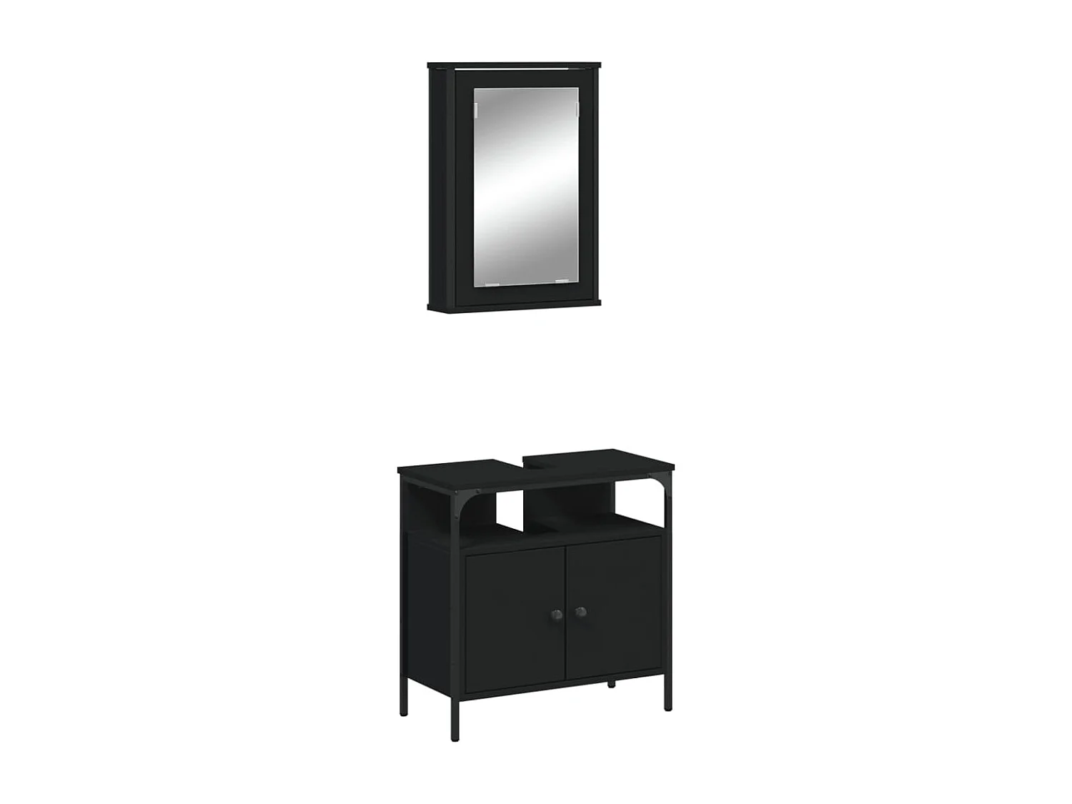 Ensemble de meubles salle de bain 2 pcs noir bois d'ingénierie