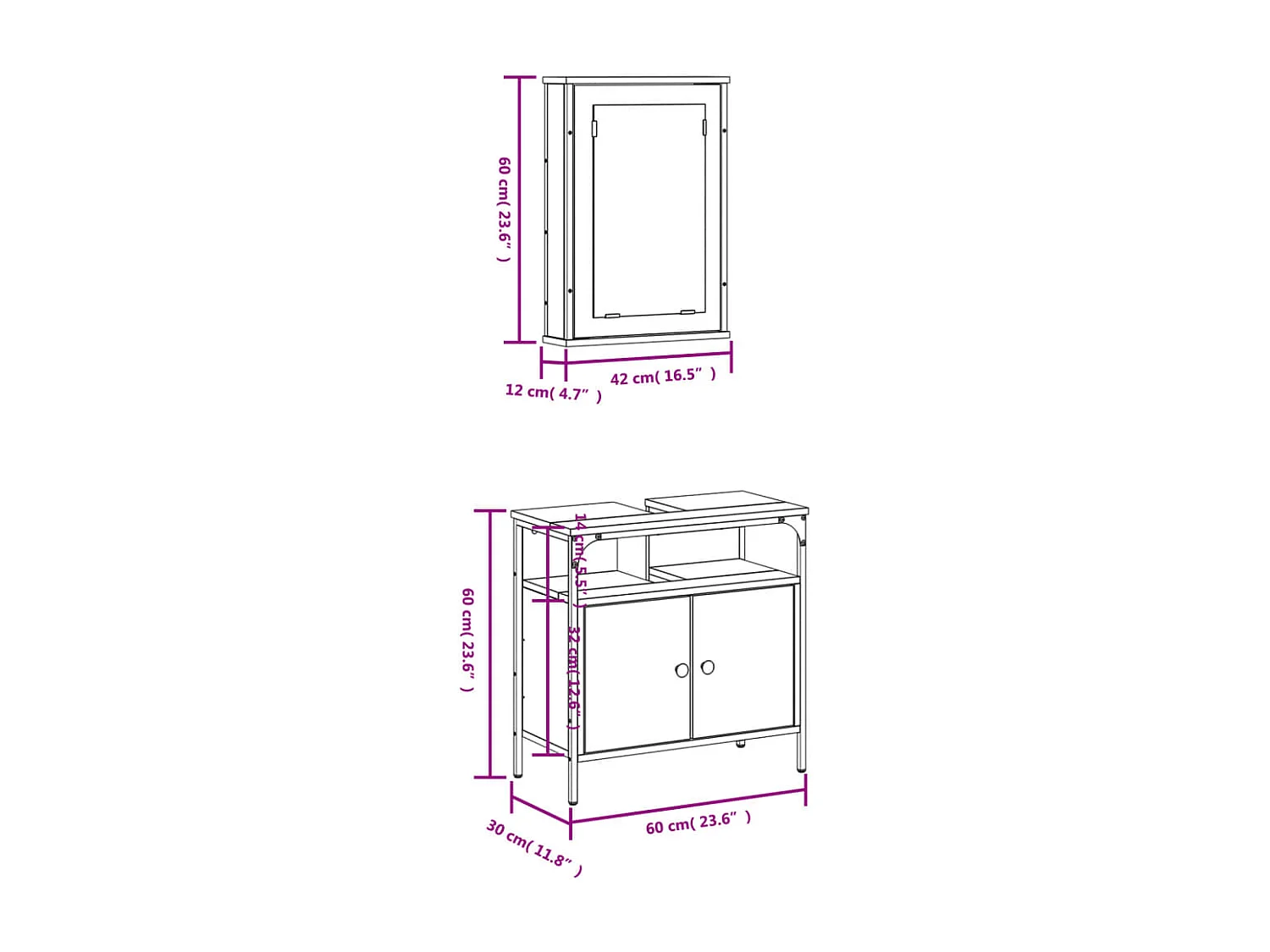 Ensemble de meubles salle de bain 2 pcs noir bois d'ingénierie