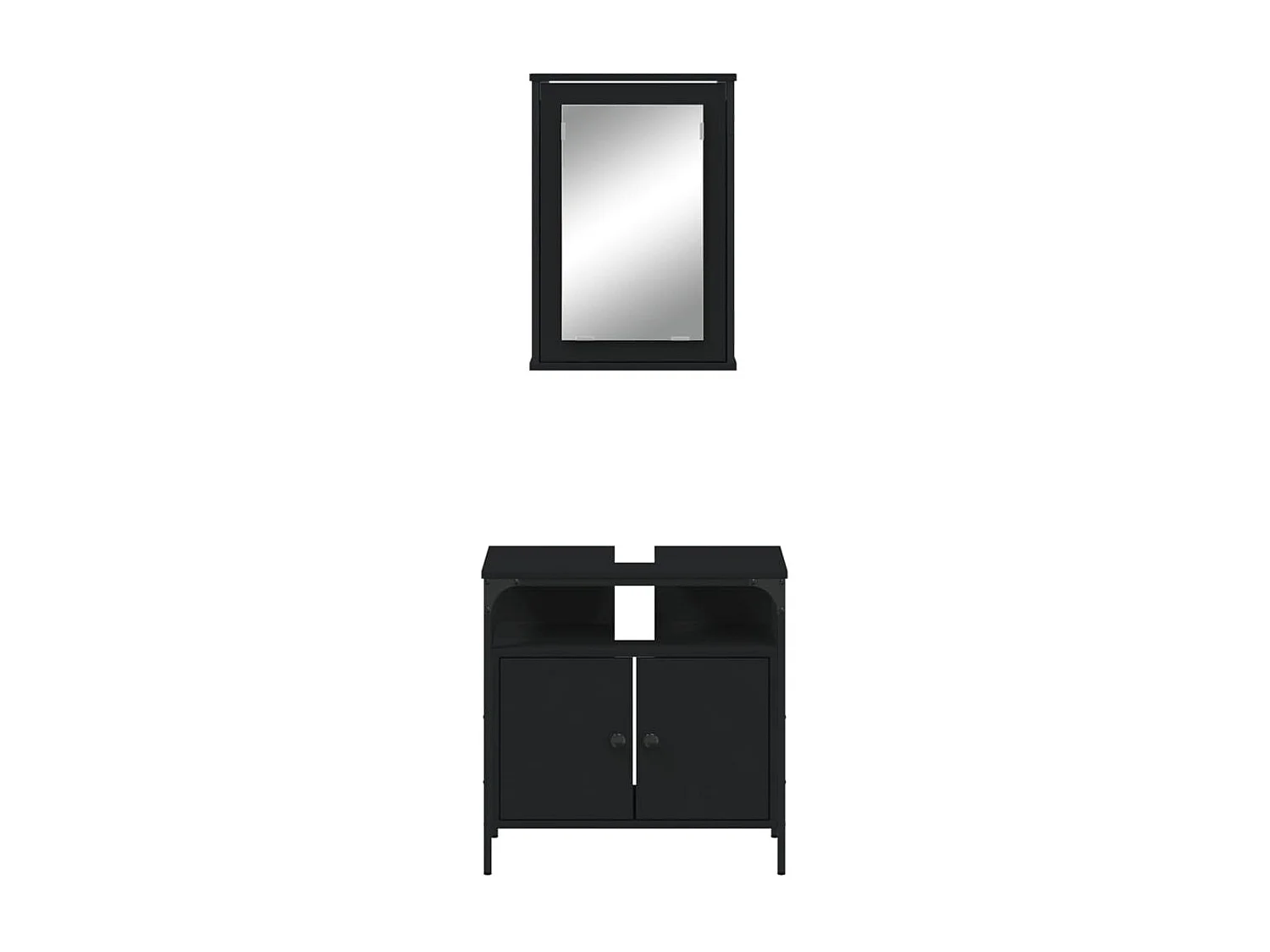 Ensemble de meubles salle de bain 2 pcs noir bois d'ingénierie