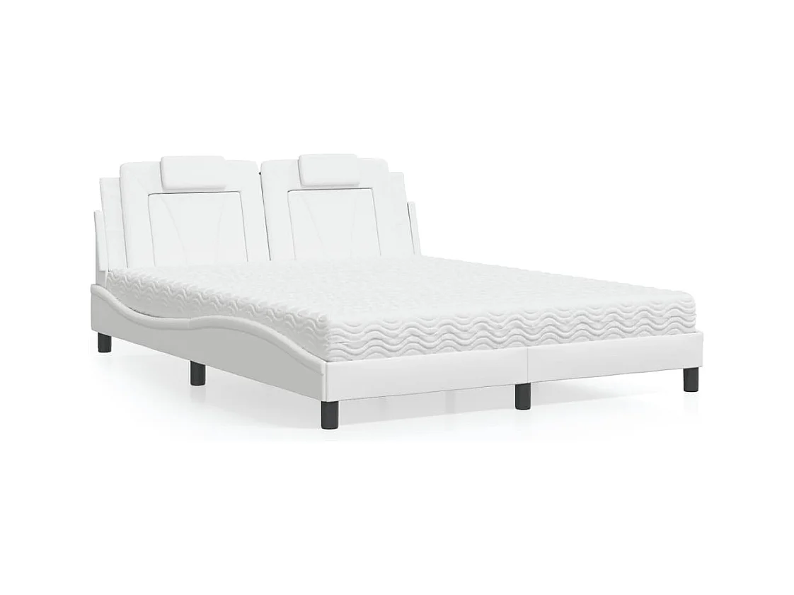 Bed "Viana" met matras kunstleer wit 160x200 cm