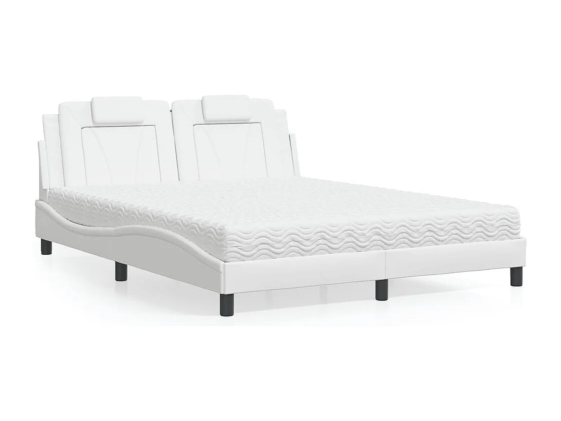 Bed "Viana" met matras kunstleer wit 160x200 cm
