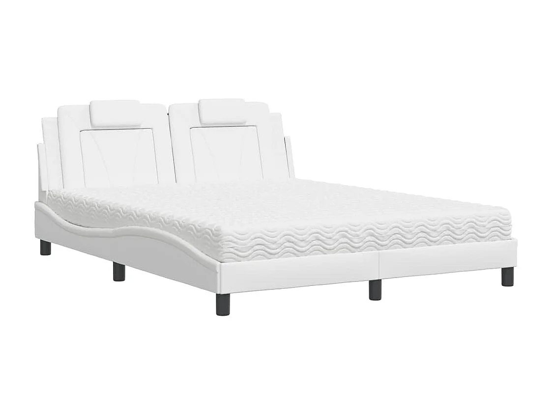 Bed "Viana" met matras kunstleer wit 160x200 cm