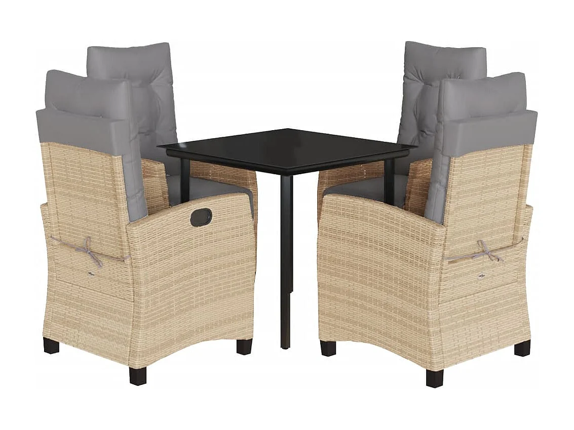 5-delige Tuinset met kussens poly rattan gemengd beige