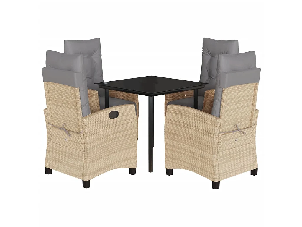 Set Pranzo da Giardino 5 pz con Cuscini Beige Misto Polyrattan