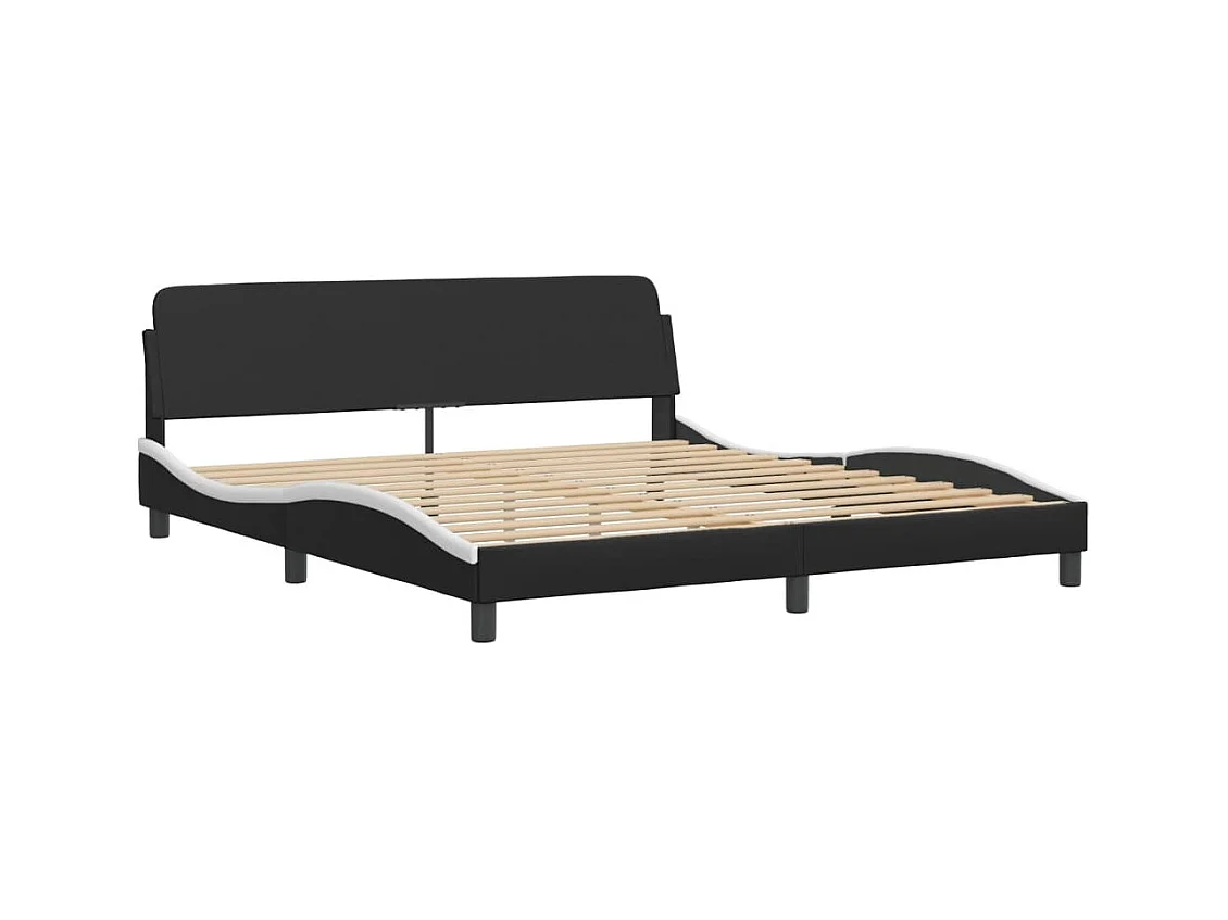 Letto con Materasso Nero e Bianco 180x200 cm in Similpelle