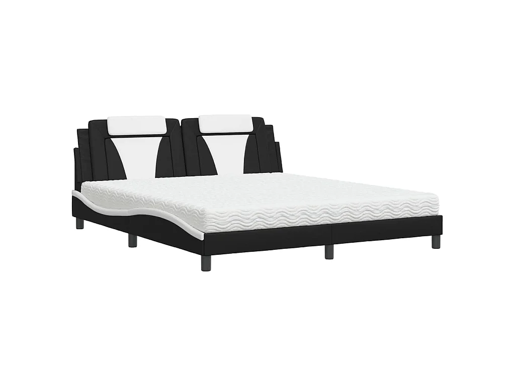 Letto Viana con Materasso Nero e Bianco 180x200 cm in Similpelle