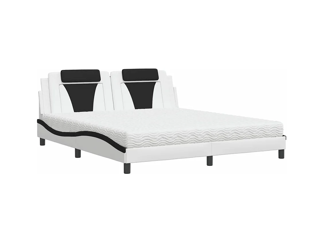 Lit Viana avec matelas blanc et noir 180x200 cm similicuir