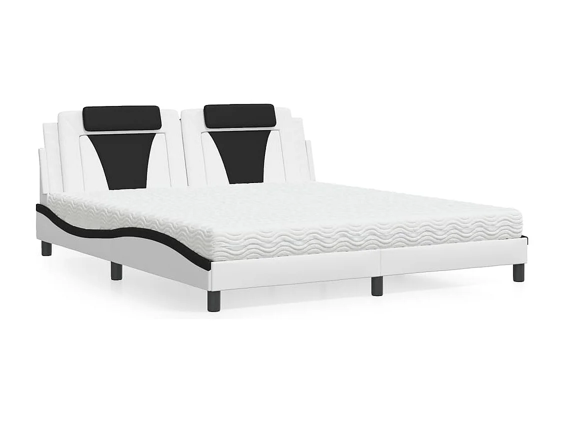 Bett "Viana" mit Matratze Weiß und Schwarz 180x200 cm Kunstleder