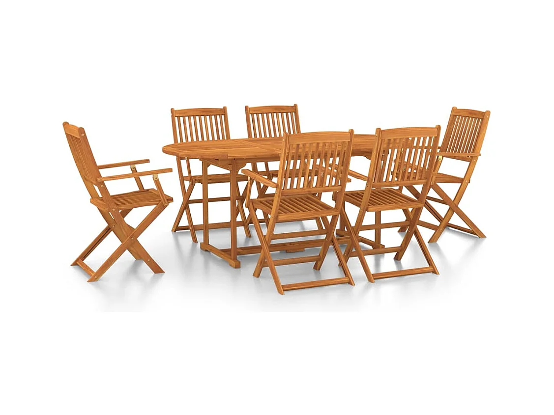 Set da Pranzo da Giardino 7pz 180x90x75cm Legno Massello Acacia