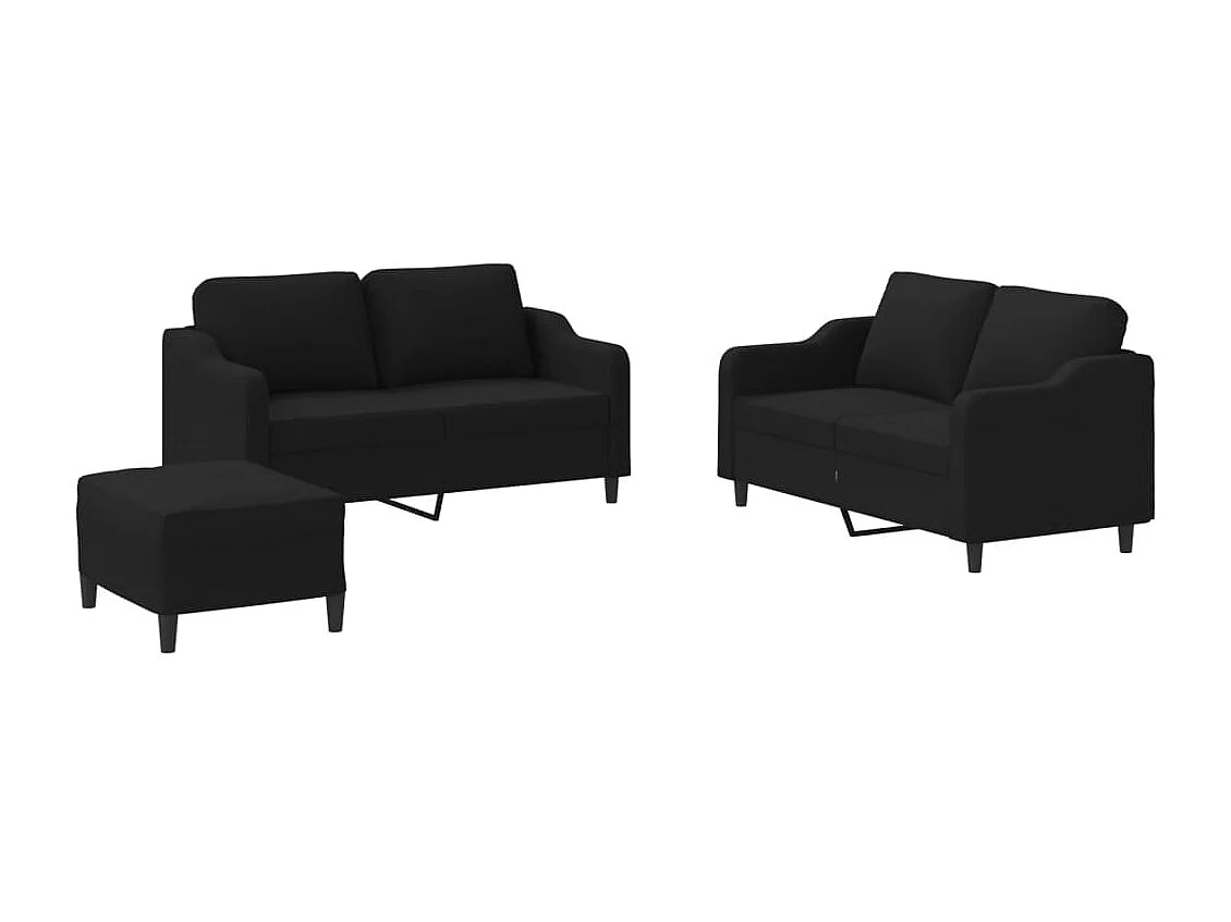 Ensemble de canapés 3 pcs avec coussins Noir Tissu