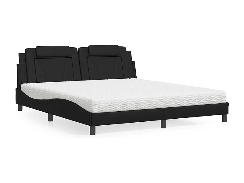 Cama Viana com colchão 180x200 cm couro artificial preto